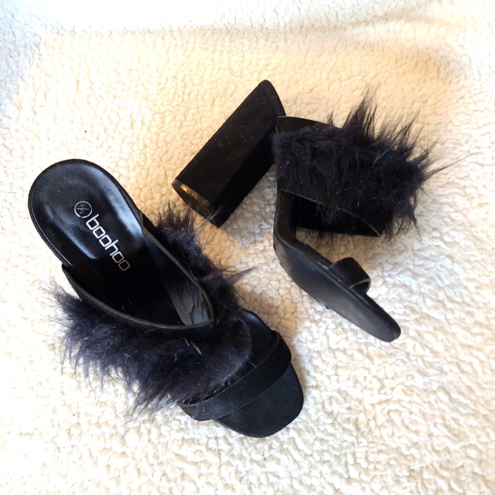 Boohoo two strap slip on heels size 6